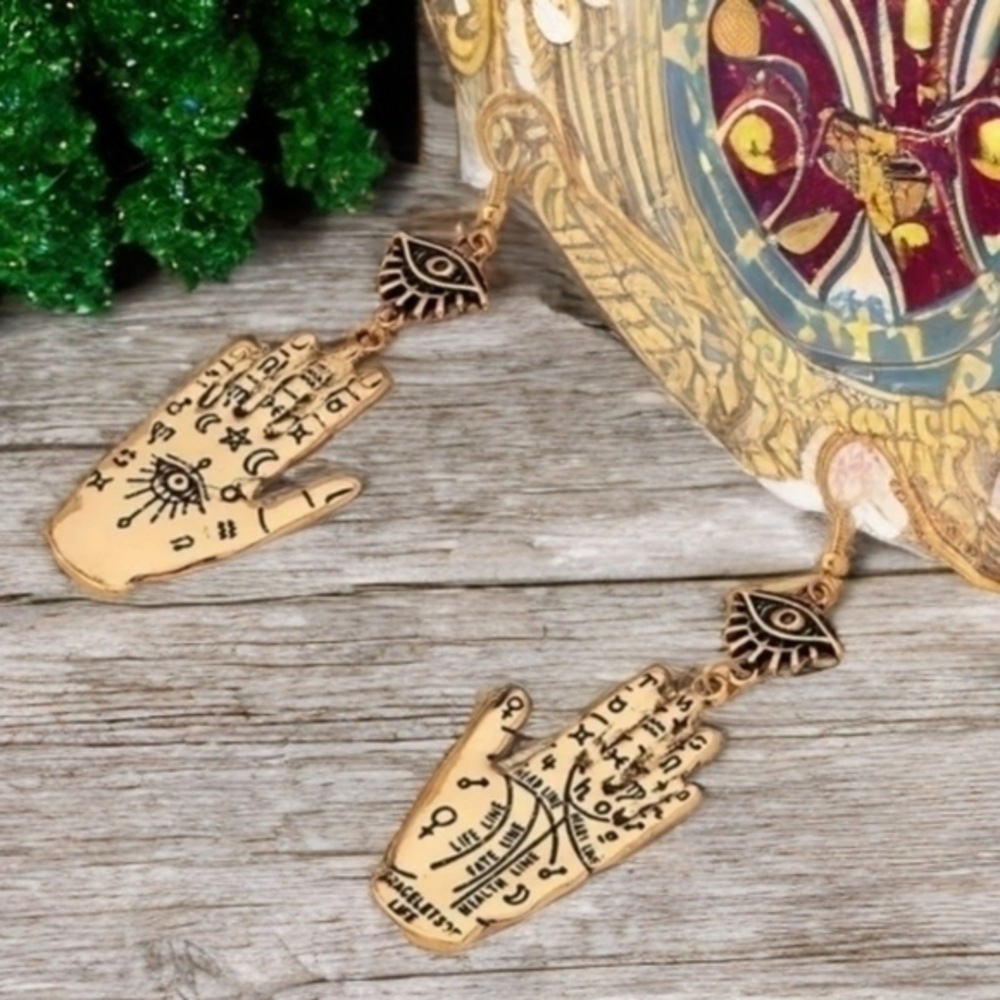 MODCLOTH HAND OF FATIMA HASMA DROP EARRINGS - Picture 3 of 3